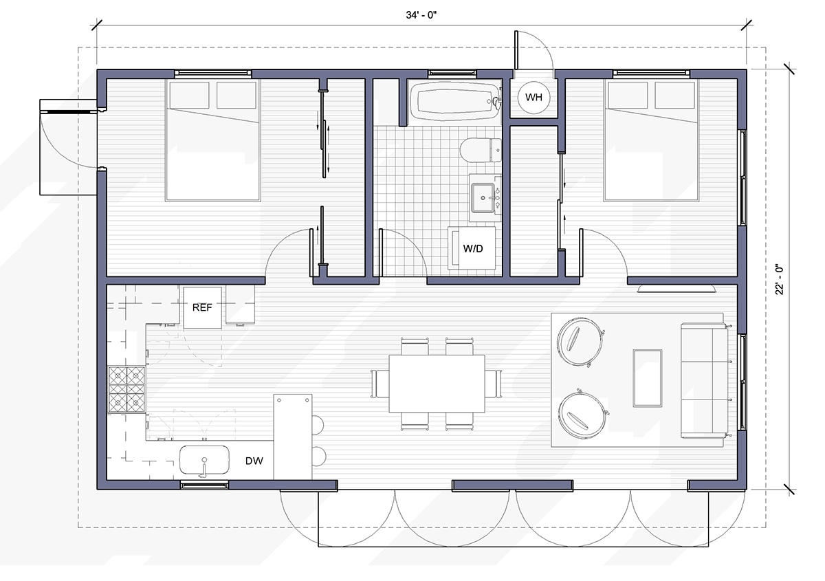 PreApproved-Shed2B1BA Floor Plan