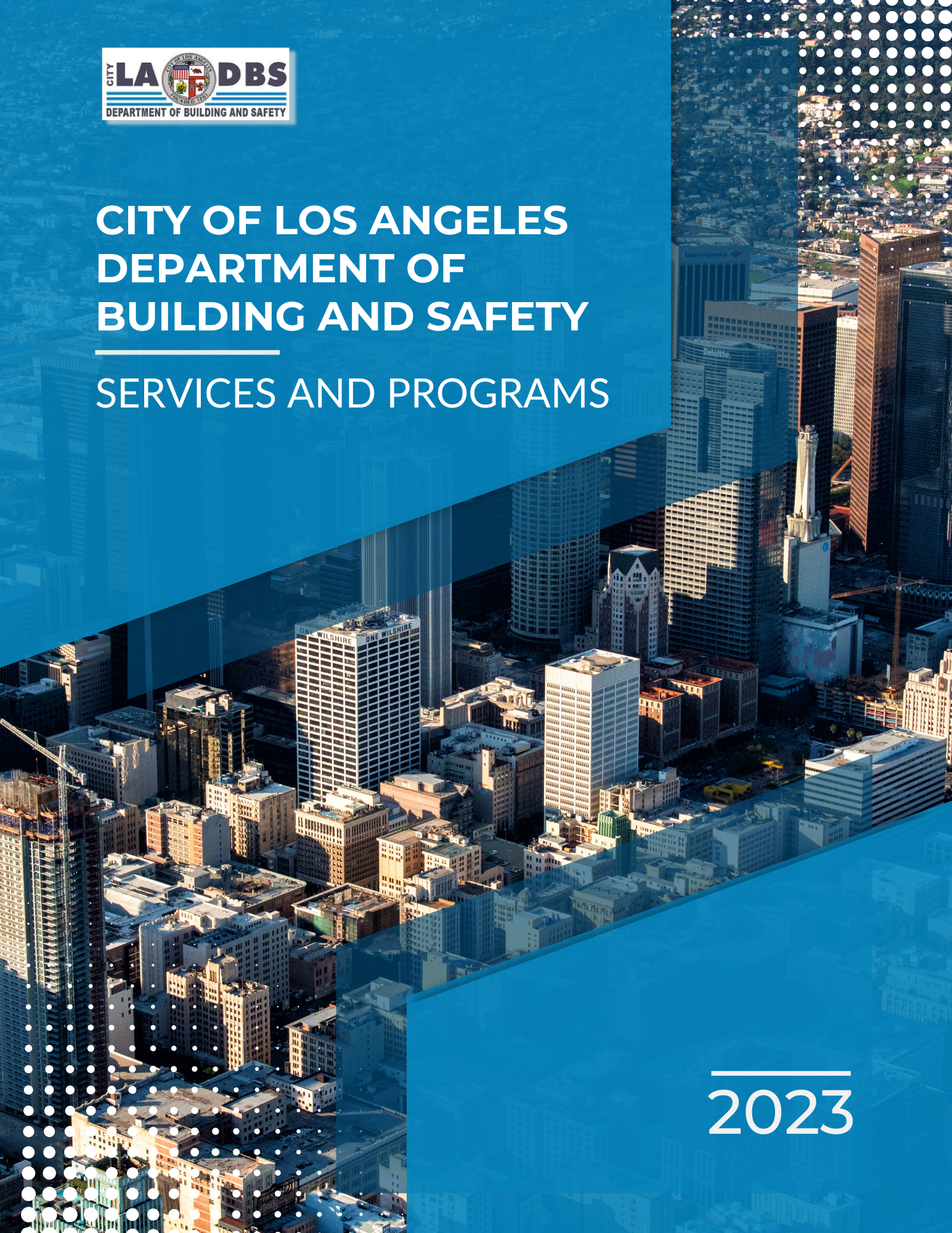brochure cover, city skyline